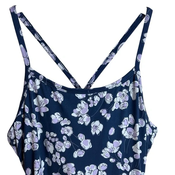 Pact Blue Floral Organic Cotton Sleeveless Fit & Flare Midi Dress Size L - Picture 5 of 11